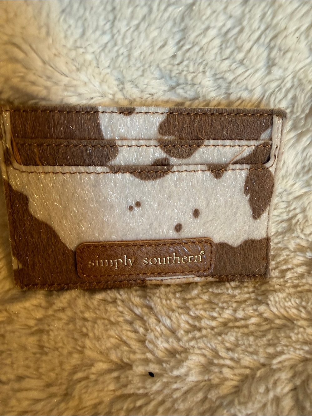 Simply Southern Brown and White Cowhide Card Sleeve